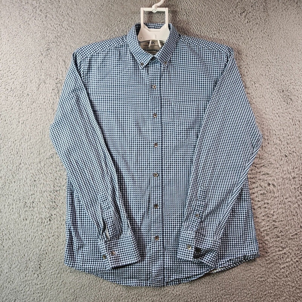WRK Work Rest Karma Reworked Shirt Men Medium Button Up Long‎ Sleeve Blue Plaid